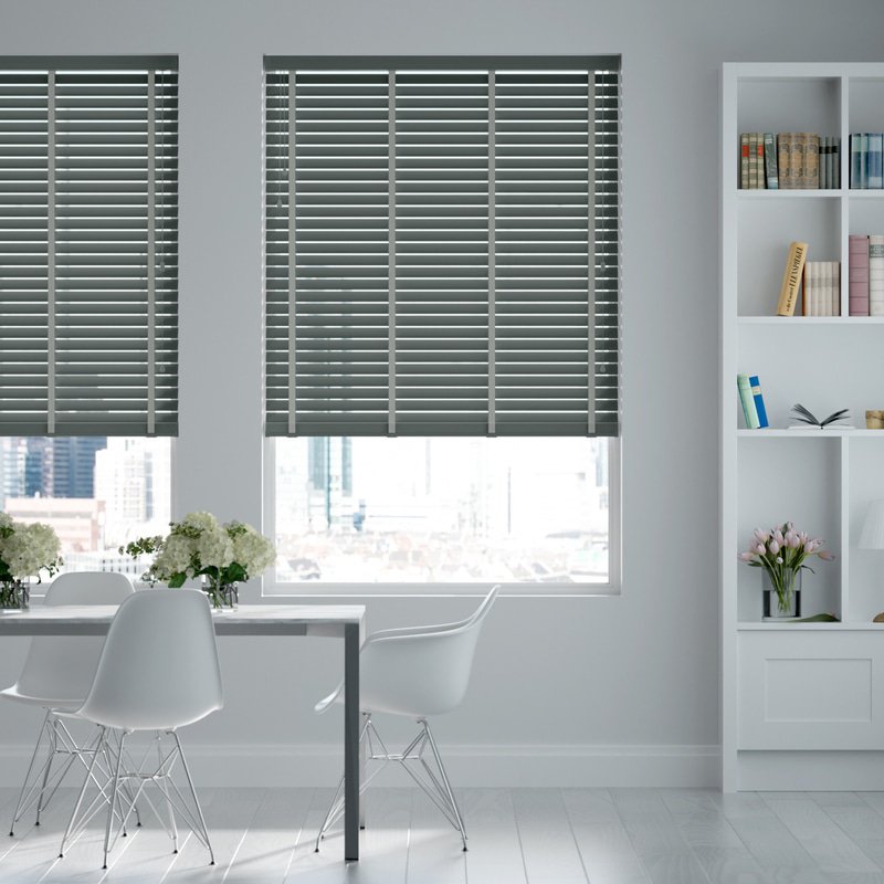 Jaloustore breite Uni Aluminium Jalousie auf Maß Silber metallic & Grau - Bild 0