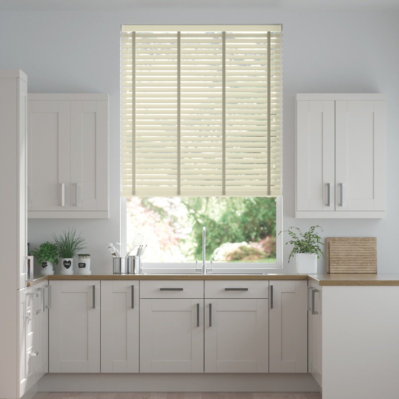 Jaloustore breite Uni Aluminium Jalousie auf Maß beige matt & Auster - Bild 0