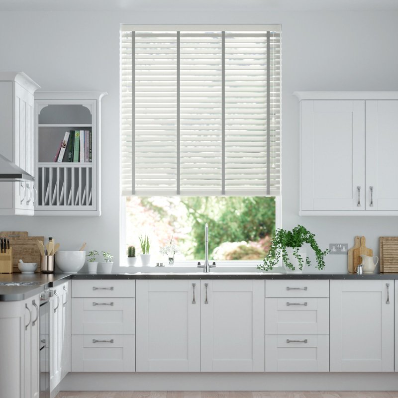 Jaloustore breite Uni Aluminium Jalousie auf Maß Weiß matt & Grau - Bild 0