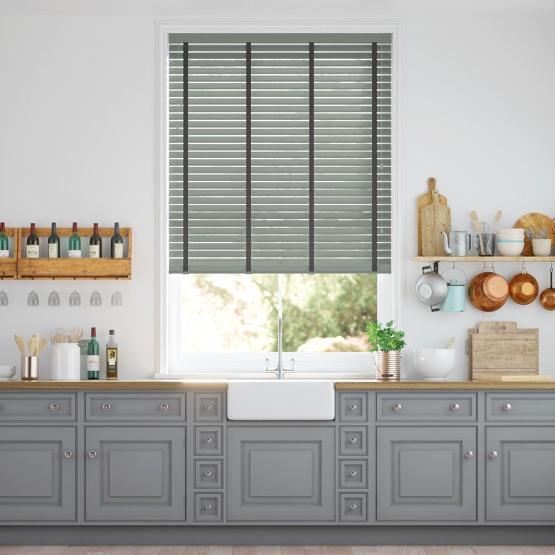 Jaloustore breite Uni Aluminium Jalousie auf Maß Grau & Schwarz - Bild 0