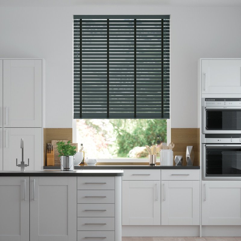 Jaloustore breite Uni Aluminium Jalousie auf Maß Anthrazit & Schwarz - Bild 0