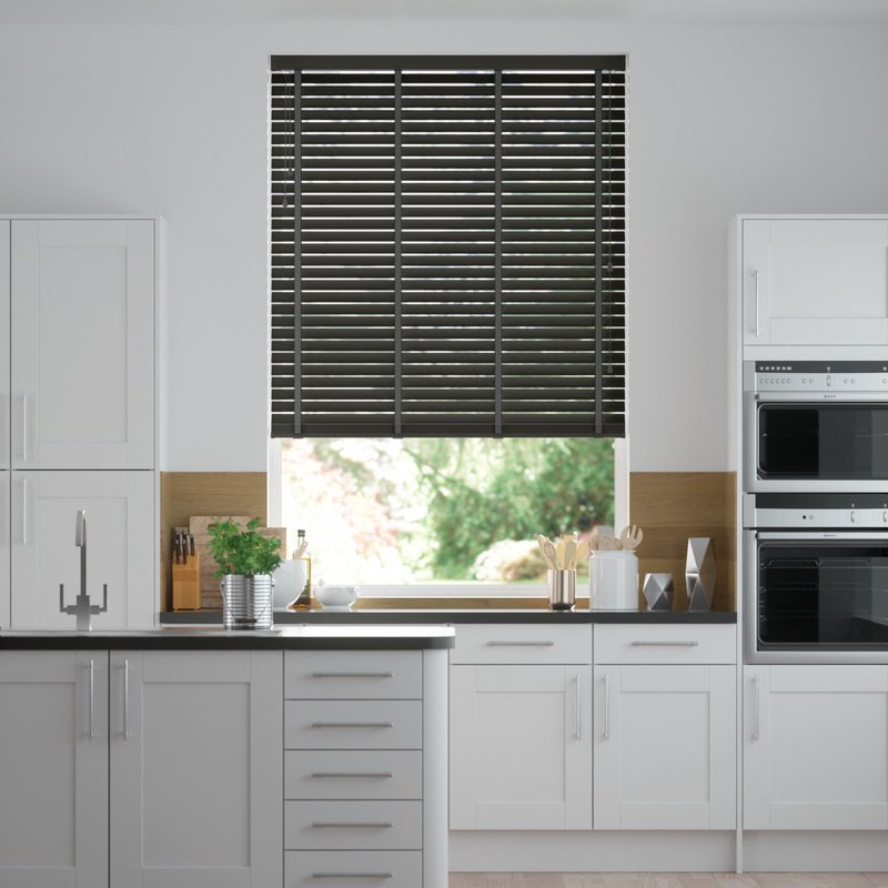 Jaloustore breite Uni Aluminium Jalousie auf Maß Schwarz glänzend & Anthrazit - Bild 0