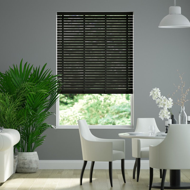 Jaloustore breite Uni Aluminium Jalousie auf Maß Schwarz glänzend & Schwarz - Bild 0