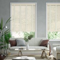 Jaloustore 50mm breite Holzjalousie nach Maß in Uni-lackiert Altweiß &amp; Creme - Vorschau 0