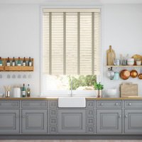 Jaloustore 50mm breite Holzjalousie nach Maß in Uni-lackiert Altweiß & Auster - Vorschau 0