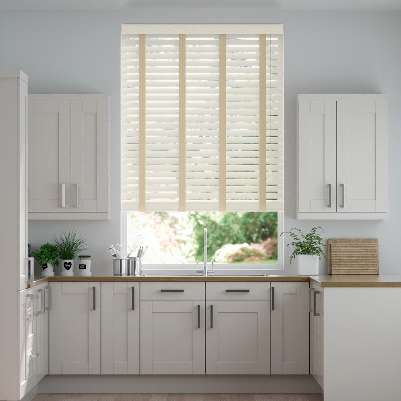 Jaloustore 50mm breite Holzjalousie nach Maß in Uni-lackiert Creme & Beige - Bild 0