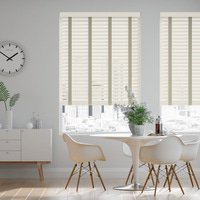 Jaloustore 50mm breite Holzjalousie nach Maß in Uni-lackiert Creme & Auster - Vorschau 0