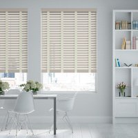 Jaloustore 50mm breite Holzjalousie nach Maß in Uni-lackiert Lichtgrau & Creme - Vorschau 0