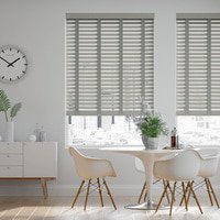 Jaloustore 50mm breite Holzjalousie nach Maß in Uni-lackiert Silbergrau & Grau - Vorschau 0