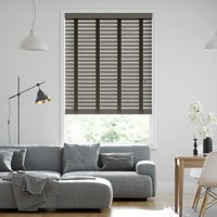 Jaloustore 50mm breite Holzjalousie nach Maß in Uni-lackiert Warmgrau &amp; Dunkles Khaki - Vorschau 0