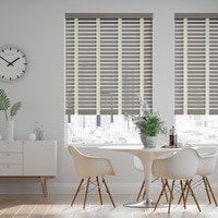 Jaloustore 50mm breite Holzjalousie nach Maß in Uni-lackiert Warmgrau & Creme - Vorschau 0