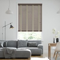 Jaloustore 50mm breite Holzjalousie nach Maß in Uni-lackiert Taupe & Auster - Vorschau 0