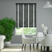 Jaloustore 50mm breite Holzjalousie nach Maß in Uni-lackiert Anthrazit & Weiß - Vorschau 0