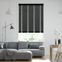 Jaloustore 50mm breite Holzjalousie nach Maß in Uni-lackiert Schwarz & Grau - Vorschau 0