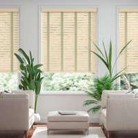 Jaloustore 50mm breite Holzjalousie nach Maß mit Bambus-Struktur Vanille & Elfenbein - Vorschau 0