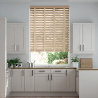 Jaloustore 50mm breite Holzjalousie nach Maß mit Bambus-Struktur Beige & Beige - Vorschau 0