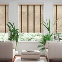 Jaloustore 50mm breite Holzjalousie nach Maß mit Bambus-Struktur Beige & Wallnuss - Vorschau 0