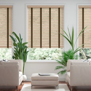 50mm breite Holzjalousie nach Maß mit Bambus-Struktur