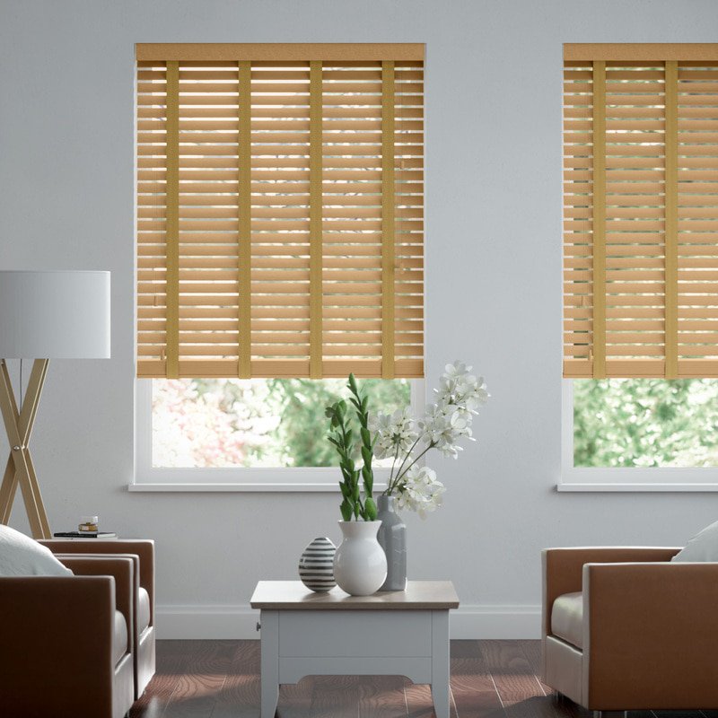Jaloustore 50mm breite Holzjalousie nach Maß mit Bambus-Struktur Bambus Natur & Mocca - Bild 0