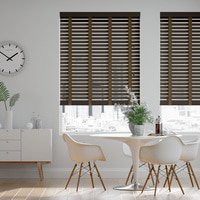 Jaloustore 50mm breite Holzjalousie nach Maß mit Bambus-Struktur Dunkelbraun & Wallnuss - Vorschau 0