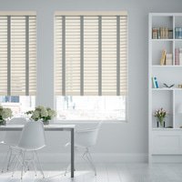 Jaloustore 50mm breite Holzjalousie mit Bambus-Struktur lasiert Creme & Grau - Vorschau 0