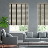 Jaloustore 50mm breite Holzjalousie mit Bambus-Struktur lasiert Greige & Schwarz - Vorschau 0