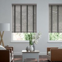 Jaloustore 50mm breite Holzjalousie mit Bambus-Struktur lasiert Warmgrau & Anthrazit - Vorschau 0