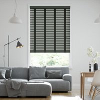 Jaloustore 50mm breite Holzjalousie mit Bambus-Struktur lasiert Dunkelgrau & Anthrazit - Vorschau 0