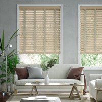 Jaloustore 50mm breite Holzjalousie nach Maß mit feiner Struktur lasiert Beige & Auster - Vorschau 0