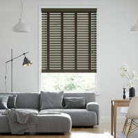 Jaloustore 50mm breite Holzjalousie nach Maß mit feiner Struktur lasiert Anthrazit & Dunkles Khaki - Vorschau 0