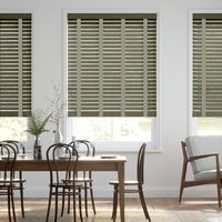 Jaloustore 50mm breite Holzjalousie nach Maß mit feiner Struktur lasiert Anthrazit & Auster - Vorschau 0