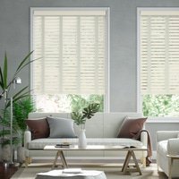 Jaloustore 50mm breite Holzjalousie nach Maß mit grober Struktur lasiert Creme-Weiß & Creme - Vorschau 0
