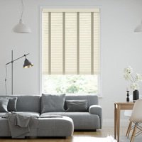 Jaloustore 50mm breite Holzjalousie nach Maß mit grober Struktur lasiert Creme-Weiß & Auster - Vorschau 0