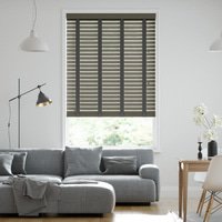 Jaloustore 50mm breite Holzjalousie nach Maß mit grober Struktur lasiert Warmgrau & Anthrazit - Vorschau 0