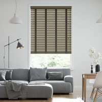 Jaloustore 50mm breite Holzjalousie nach Maß mit grober Struktur lasiert Khaki-Braun & Dunkles Khaki - Vorschau 0