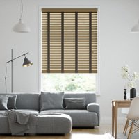 Jaloustore 50mm breite Holzjalousie nach Maß mit grober Struktur lasiert Beige & Dunkles Khaki - Vorschau 0