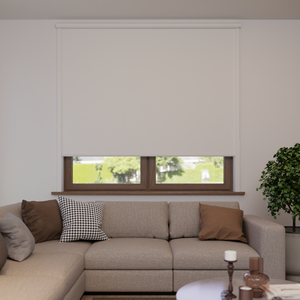 Verdunkelungsrollo auf Maß in matter Leinwand-Optik, Rückseite weiß