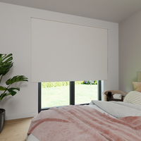 Jaloustore Verdunkelungsrollo auf Maß in matter Leinwand-Optik, Rückseite weiß Altweiß - Vorschau 0