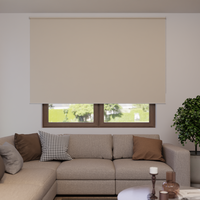 Jaloustore Verdunkelungsrollo auf Maß in matter Leinwand-Optik, Rückseite weiß Naturbeige - Vorschau 1