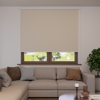 Jaloustore Verdunkelungsrollo auf Maß in matter Leinwand-Optik, Rückseite weiß Naturbeige - Vorschau 1