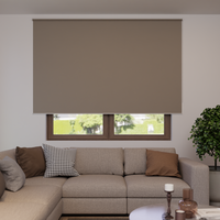 Jaloustore Verdunkelungsrollo auf Maß in matter Leinwand-Optik, Rückseite weiß Sandgrau - Vorschau 1