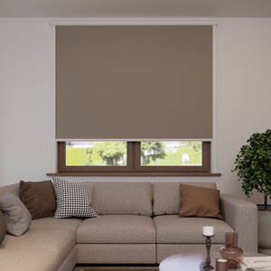 Verdunkelungsrollo auf Maß in matter Leinwand-Optik, Rückseite weiß