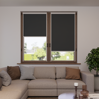 Jaloustore Verdunkelungsrollo auf Maß in matter Leinwand-Optik, Rückseite weiß Dunkelgrau - Vorschau 1