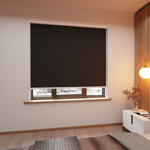 Verdunkelungsrollo auf Maß in matter Leinwand-Optik, Rückseite weiß