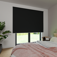 Jaloustore Verdunkelungsrollo auf Maß in matter Leinwand-Optik, Rückseite weiß Schwarz - Vorschau 0