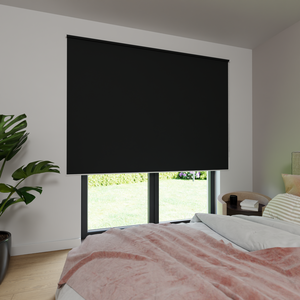 Verdunkelungsrollo auf Maß in matter Leinwand-Optik, Rückseite weiß