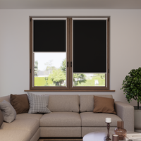 Jaloustore Verdunkelungsrollo auf Maß in matter Leinwand-Optik, Rückseite weiß Schwarz - Vorschau 1