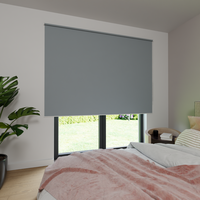 Jaloustore Verdunkelungsrollo auf Maß in matter Leinwand-Optik, Rückseite weiß Silbergrau - Vorschau 3