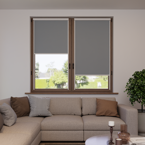 Verdunkelungsrollo auf Maß in matter Leinwand-Optik, Rückseite weiß