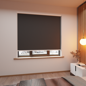 Verdunkelungsrollo auf Maß in matter Leinwand-Optik, Rückseite weiß